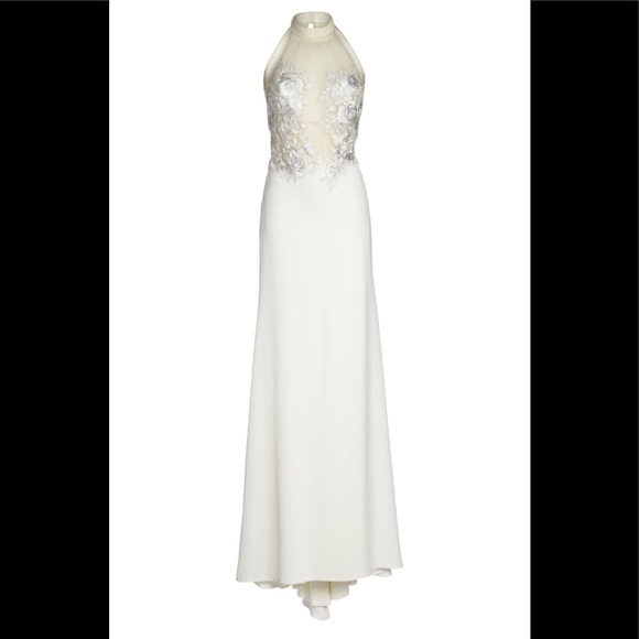 Tadashi shoji dianna embroidered trumpet gown - Picture 5 of 8